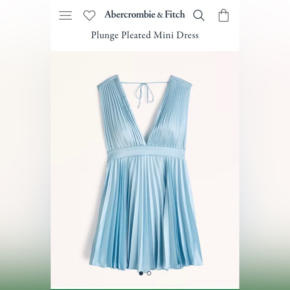 Abercrombie Blue Plunge Pleated Mini Dress